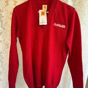 St. John Red V-Neck Sweater